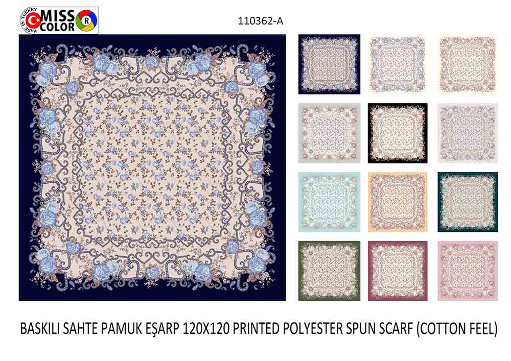 Baskılı Sahte Pamuk Eşarp 110362-A